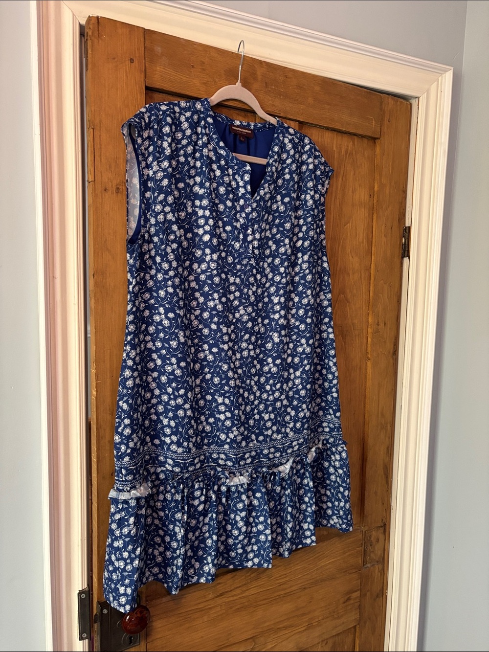 Johnston & Murphy Blue Floral Ruffle Dress size L